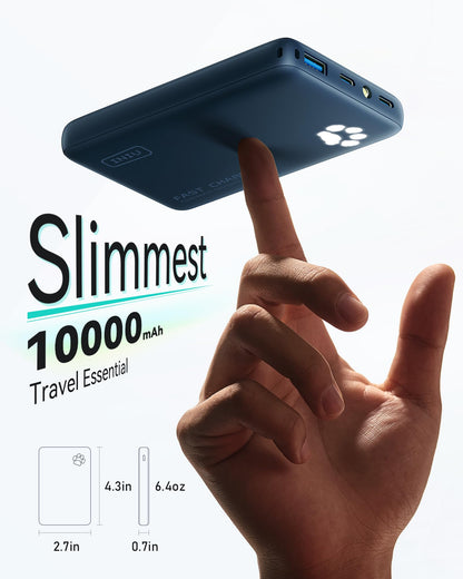 INIU Portable Charger, Ultra Slim 45W Fast Charging with Attached USB C Cable