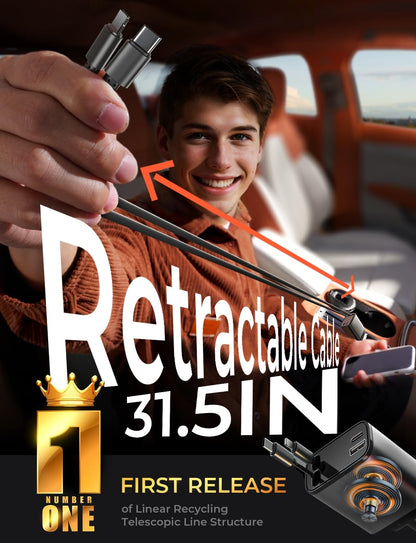 LISEN Retractable Car Charger, Gifts for Him Her, 84W Car Adapter USB C Fast Charger