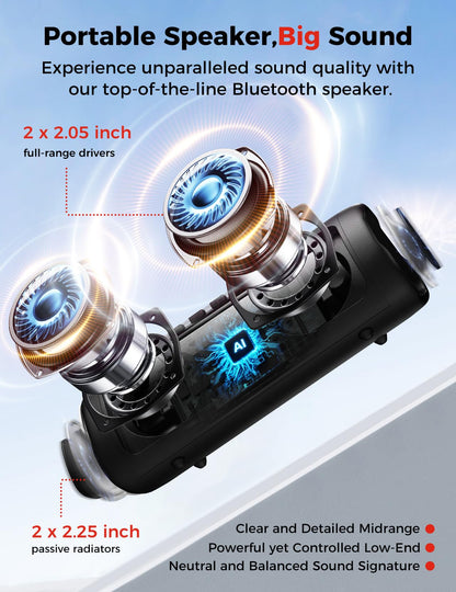 Bluetooth Speaker with HD Sound, Portable Wireless, IPX5 Waterproof