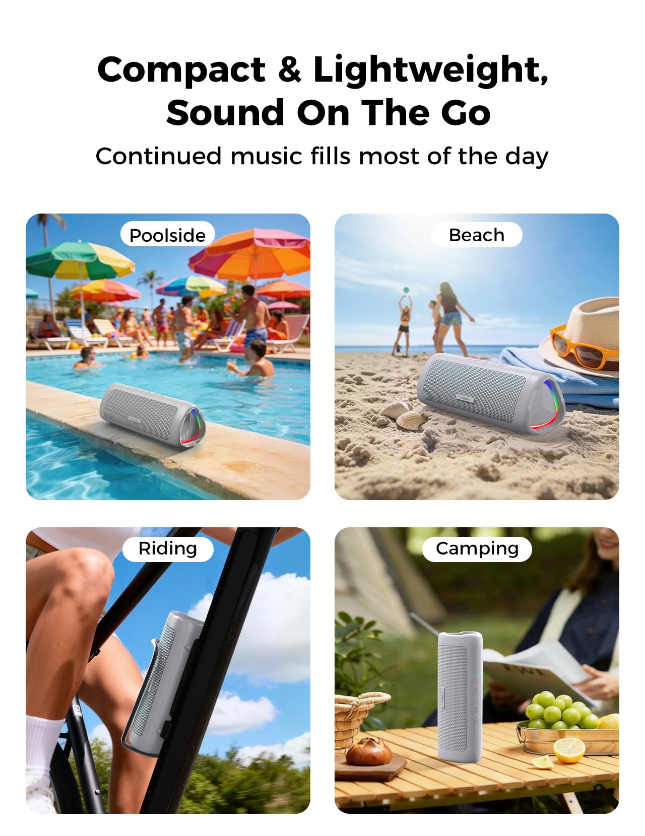 Bluetooth Speaker with HD Sound, Portable Wireless, IPX5 Waterproof