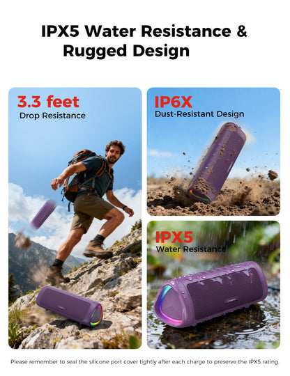 Bluetooth Speaker with HD Sound, Portable Wireless, IPX5 Waterproof