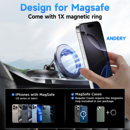 ANDERY Car Phone Holder for Magsafe 360° Adjustable Car Phone Mount