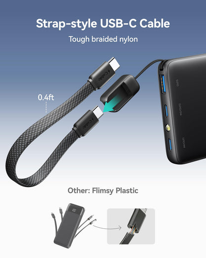 INIU Portable Charger, Ultra Slim 45W Fast Charging with Attached USB C Cable