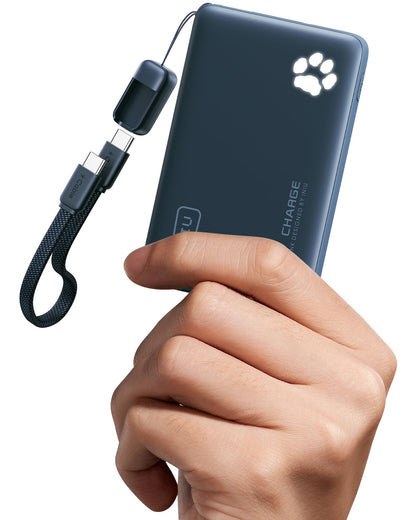 INIU Portable Charger, Ultra Slim 45W Fast Charging with Attached USB C Cable
