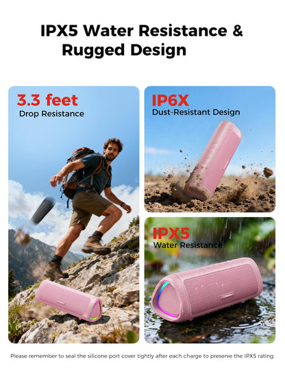 Bluetooth Speaker with HD Sound, Portable Wireless, IPX5 Waterproof