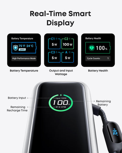 25000mAh High-Speed Power Bank with Built-In Cables