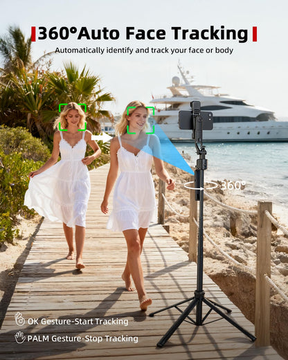 360° AI Face Tracking Tripod with Ring Lights