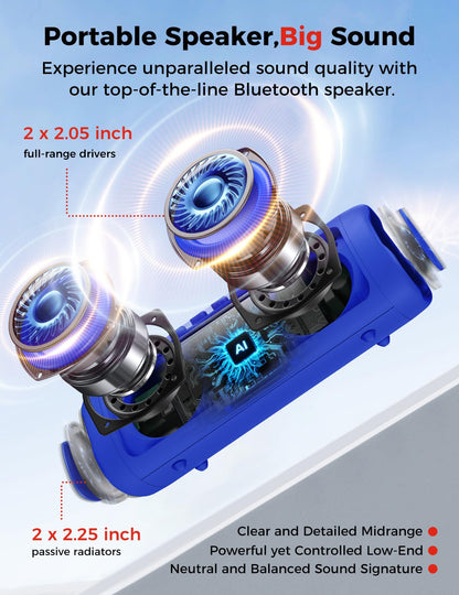 Bluetooth Speaker with HD Sound, Portable Wireless, IPX5 Waterproof