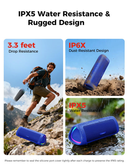 Bluetooth Speaker with HD Sound, Portable Wireless, IPX5 Waterproof