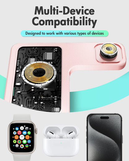 Wireless Phone Charging Station: 3 in 1 Charger Stand Multiple Devices