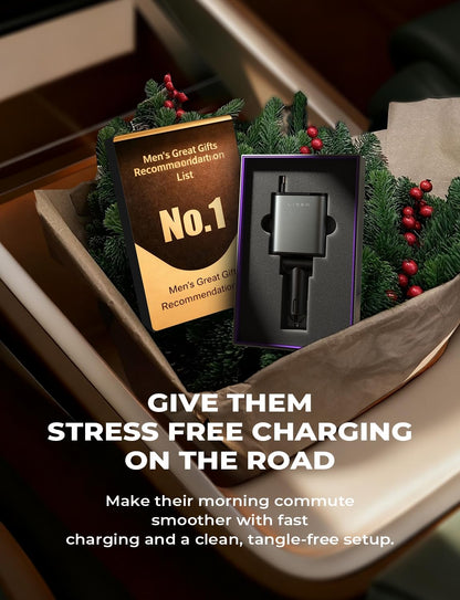 LISEN Retractable Car Charger, Gifts for Him Her, 84W Car Adapter USB C Fast Charger