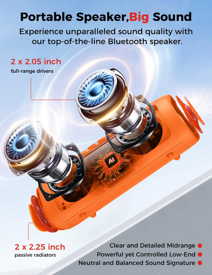 Bluetooth Speaker with HD Sound, Portable Wireless, IPX5 Waterproof