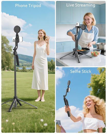 360° AI Face Tracking Tripod with Ring Light