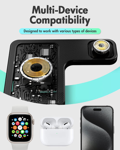 Wireless Phone Charging Station: 3 in 1 Charger Stand Multiple Devices