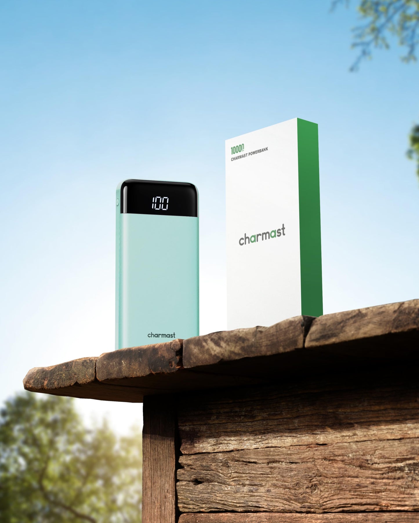 Slim 10000mAh Power Bank with Built-in Cables