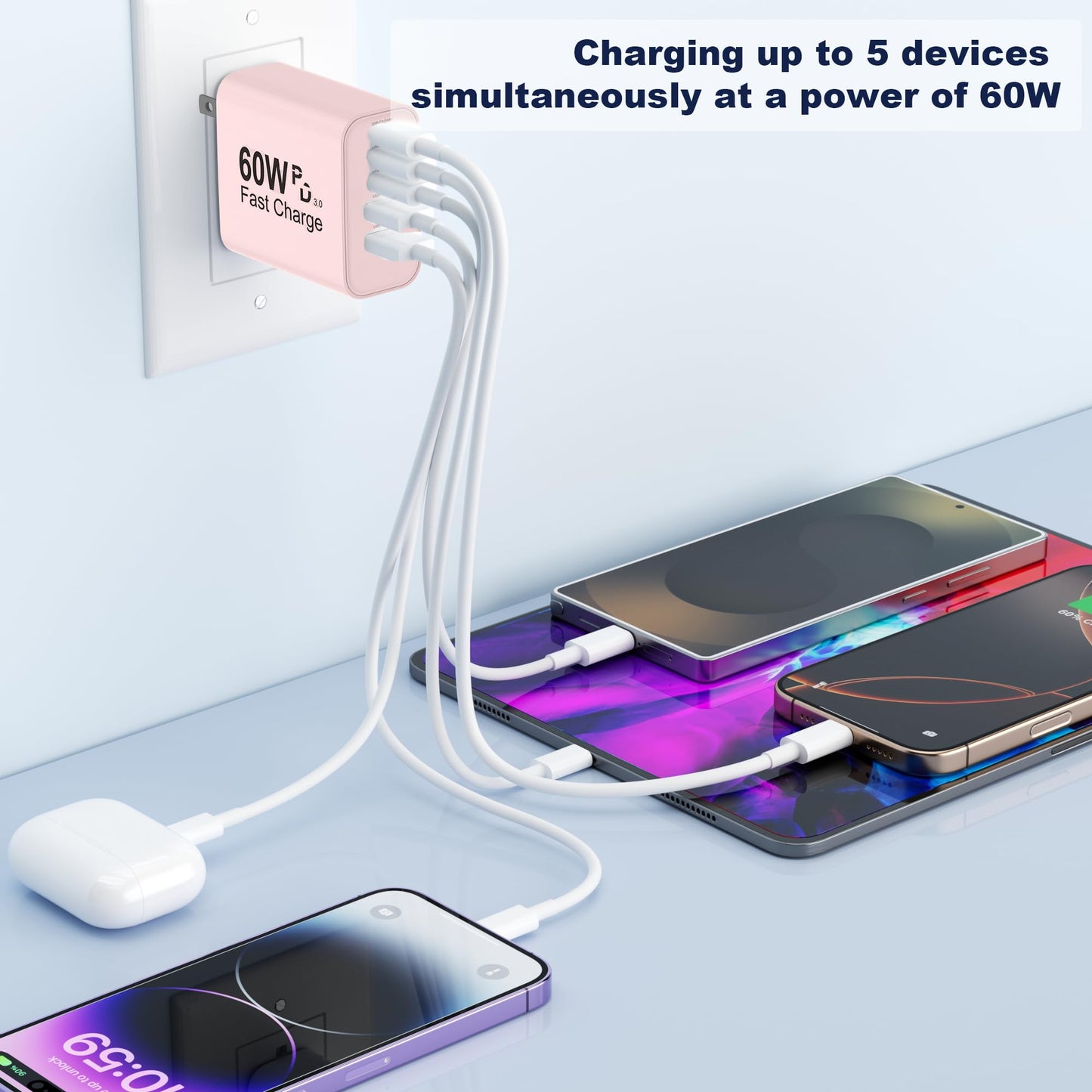 Multi-Port USB Charger Block (5 Ports)