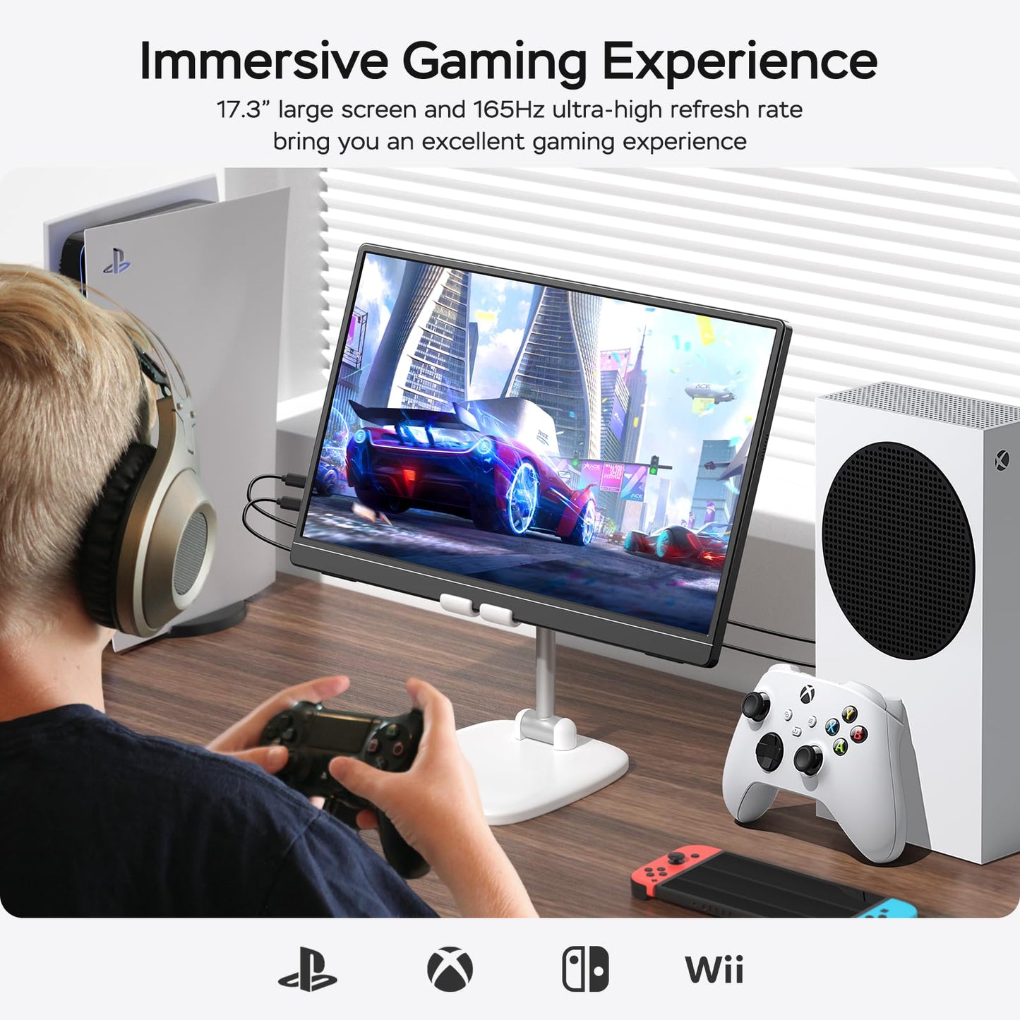 MNN Portable Monitor 15.6inch FHD 1080P USB C HDMI Gaming Ultra-Slim