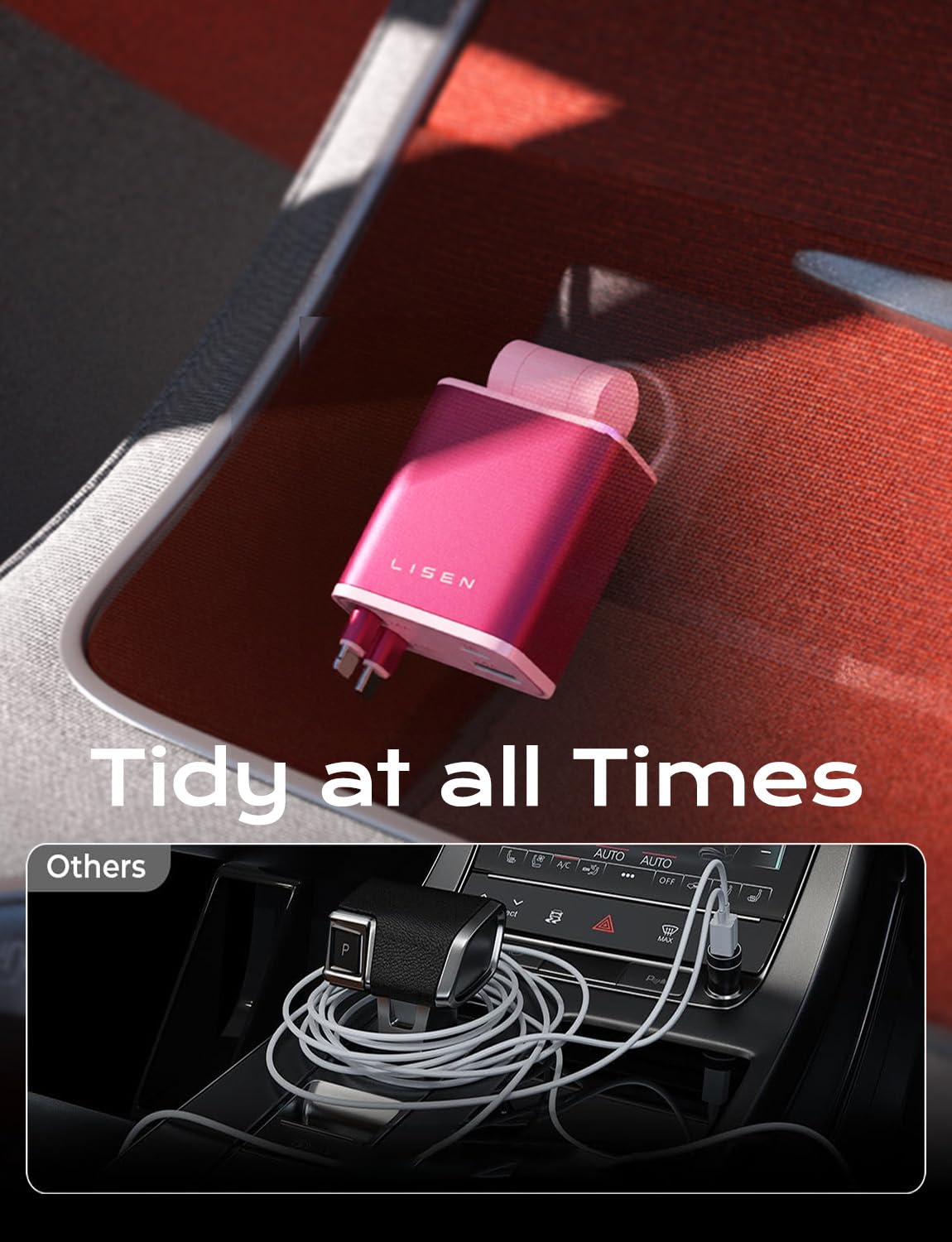 LISEN Retractable Car Charger, Gifts for Him Her, 84W Car Adapter USB C Fast Charger