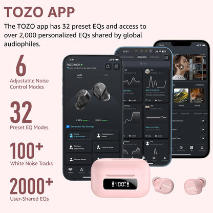 TOZO NC9 Hybrid Active Noise Cancelling Wireless Earbuds
