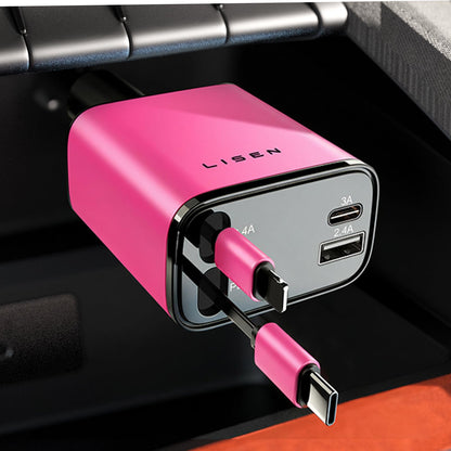 LISEN Retractable Car Charger, Gifts for Him Her, 84W Car Adapter USB C Fast Charger