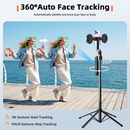 360° AI Face Tracking Tripod with Ring Lights