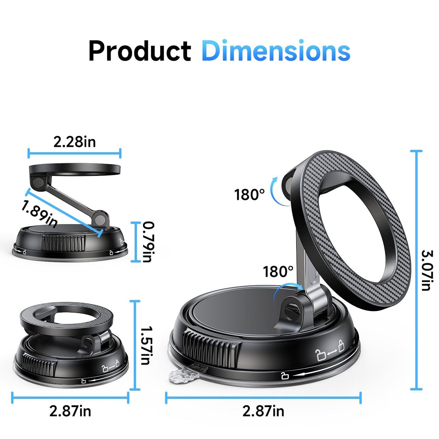 ANDERY Car Phone Holder for Magsafe 360° Adjustable Car Phone Mount