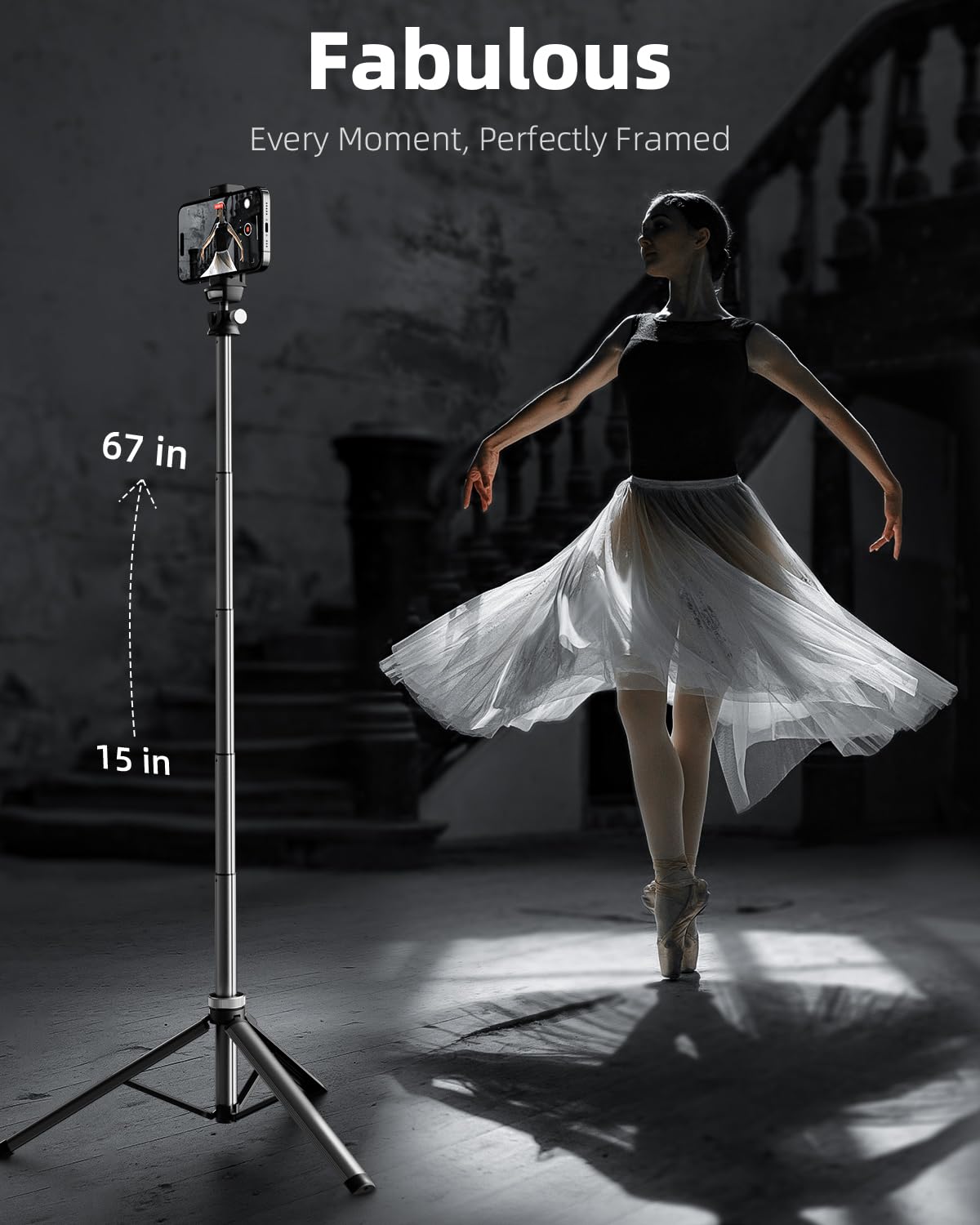 EUCOS 62" Phone Tripod, Tripod for Phone & Selfie Stick with Remote