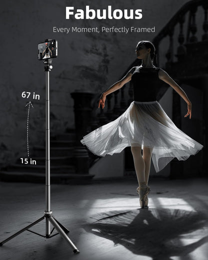 EUCOS 62" Phone Tripod, Tripod for Phone & Selfie Stick with Remote