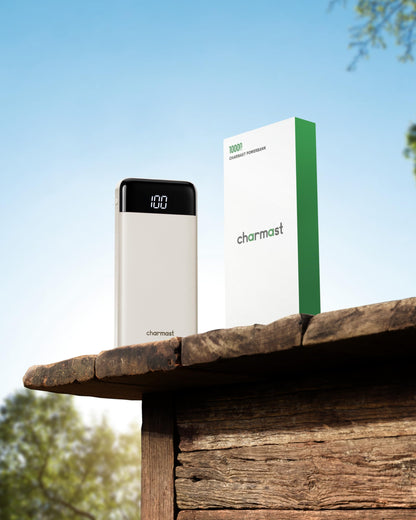 Slim 10000mAh Power Bank with Built-in Cables