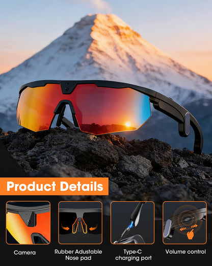 Mingtawn Smart Glasses with 4K HD Anti-Shake Camera & 3D Stereo Speakers