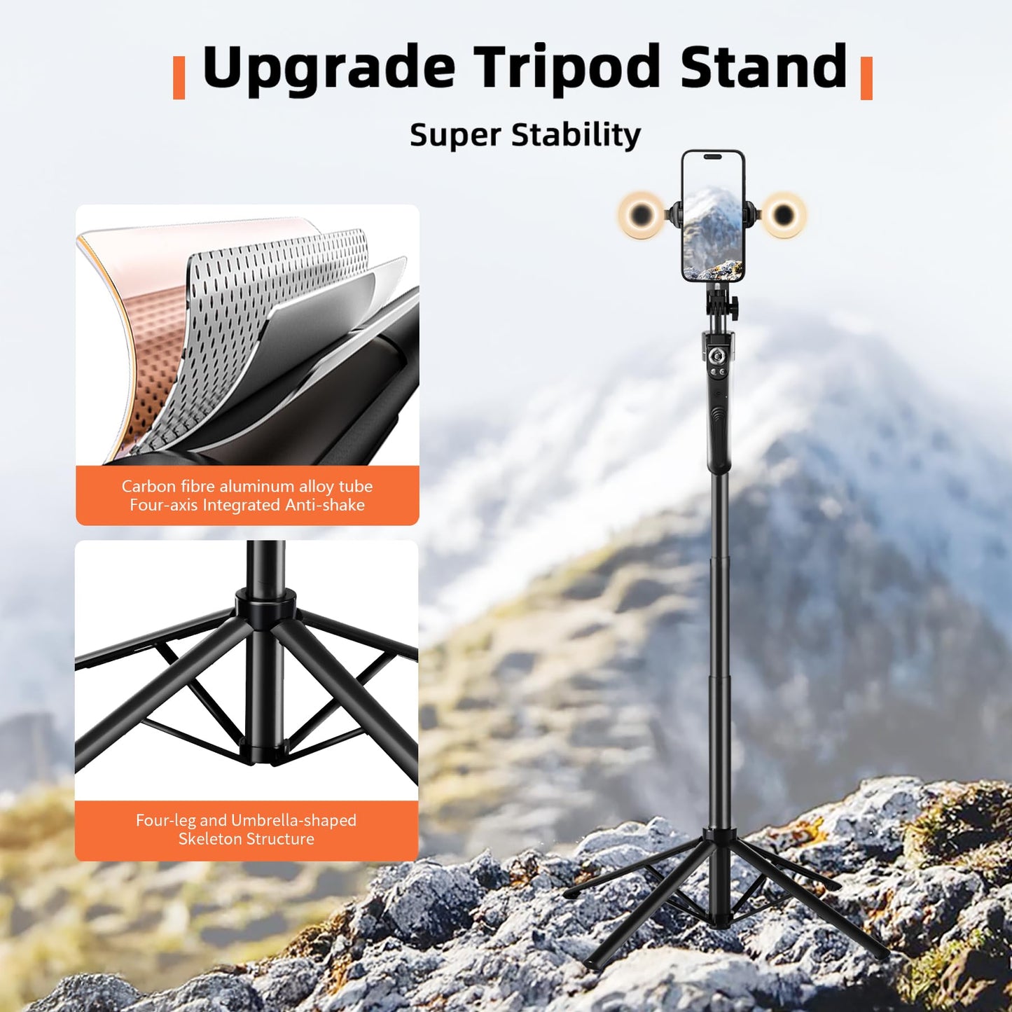 360° AI Face Tracking Tripod with Ring Lights