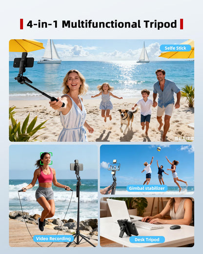 360° AI Face Tracking Tripod with Ring Lights