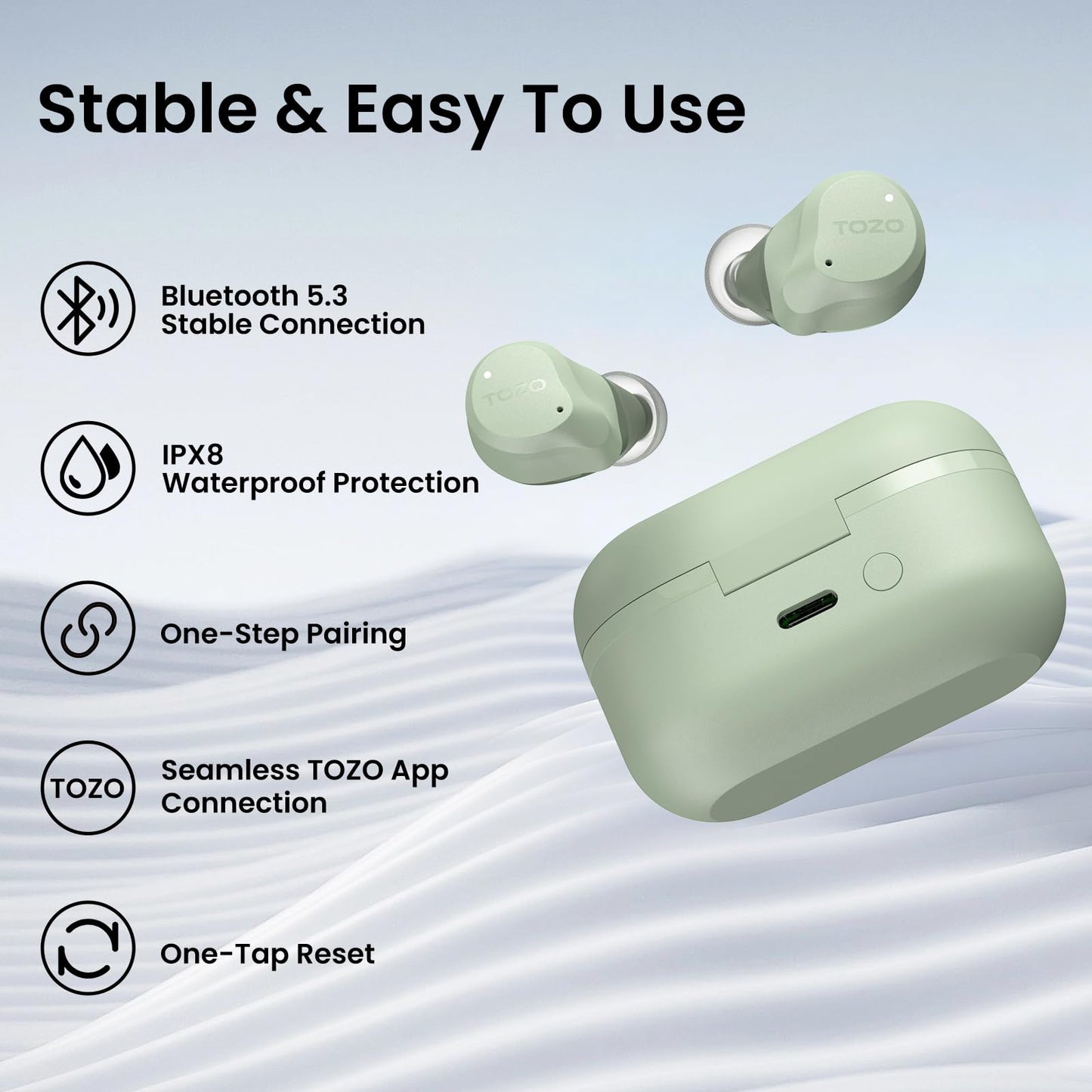 TOZO NC9 Hybrid Active Noise Cancelling Wireless Earbuds