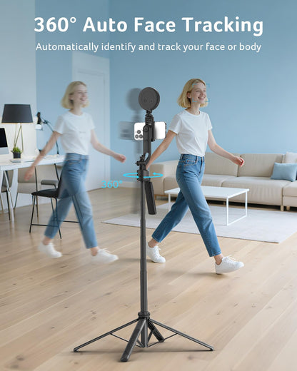 360° AI Face Tracking Tripod with Ring Light