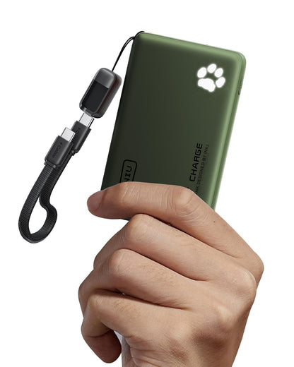 INIU Portable Charger, Ultra Slim 45W Fast Charging with Attached USB C Cable