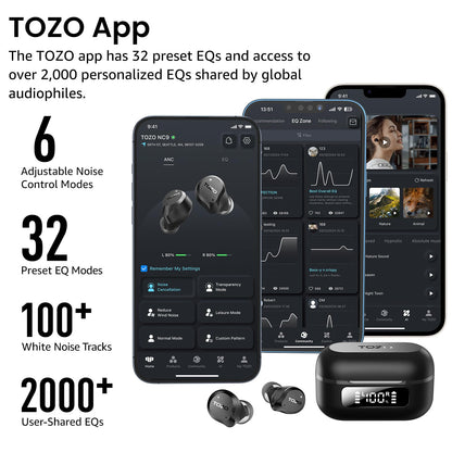 TOZO NC9 Hybrid Active Noise Cancelling Wireless Earbuds