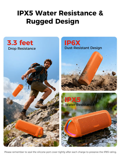Bluetooth Speaker with HD Sound, Portable Wireless, IPX5 Waterproof