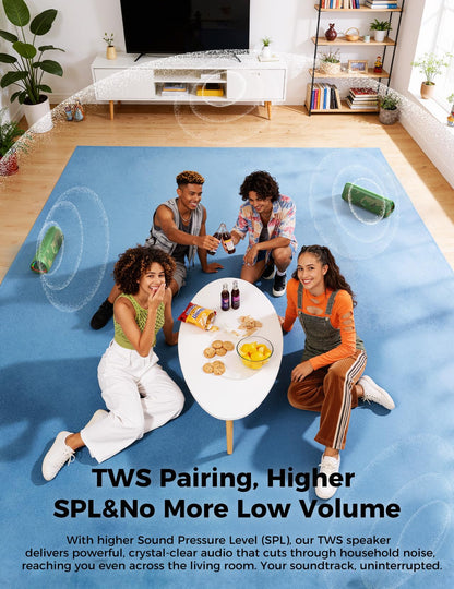 Bluetooth Speaker with HD Sound, Portable Wireless, IPX5 Waterproof
