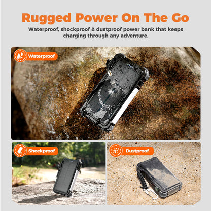 20000mAh Solar Power Bank with Built-In Cables