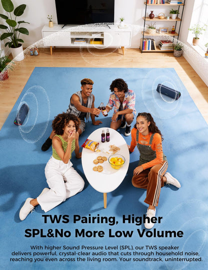 Bluetooth Speaker with HD Sound, Portable Wireless, IPX5 Waterproof