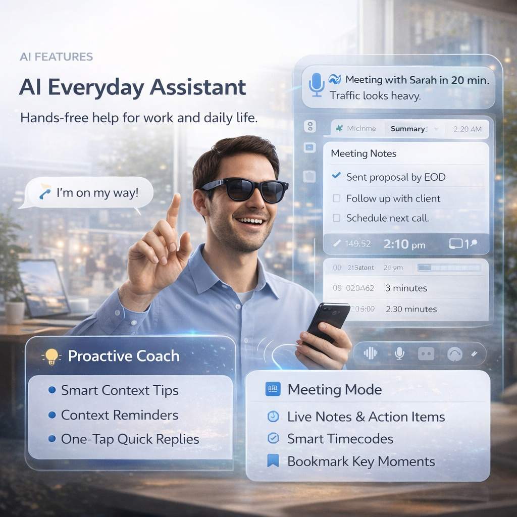 AI Smart Camera Glasses with AR Navigation, Real-Time Translation
