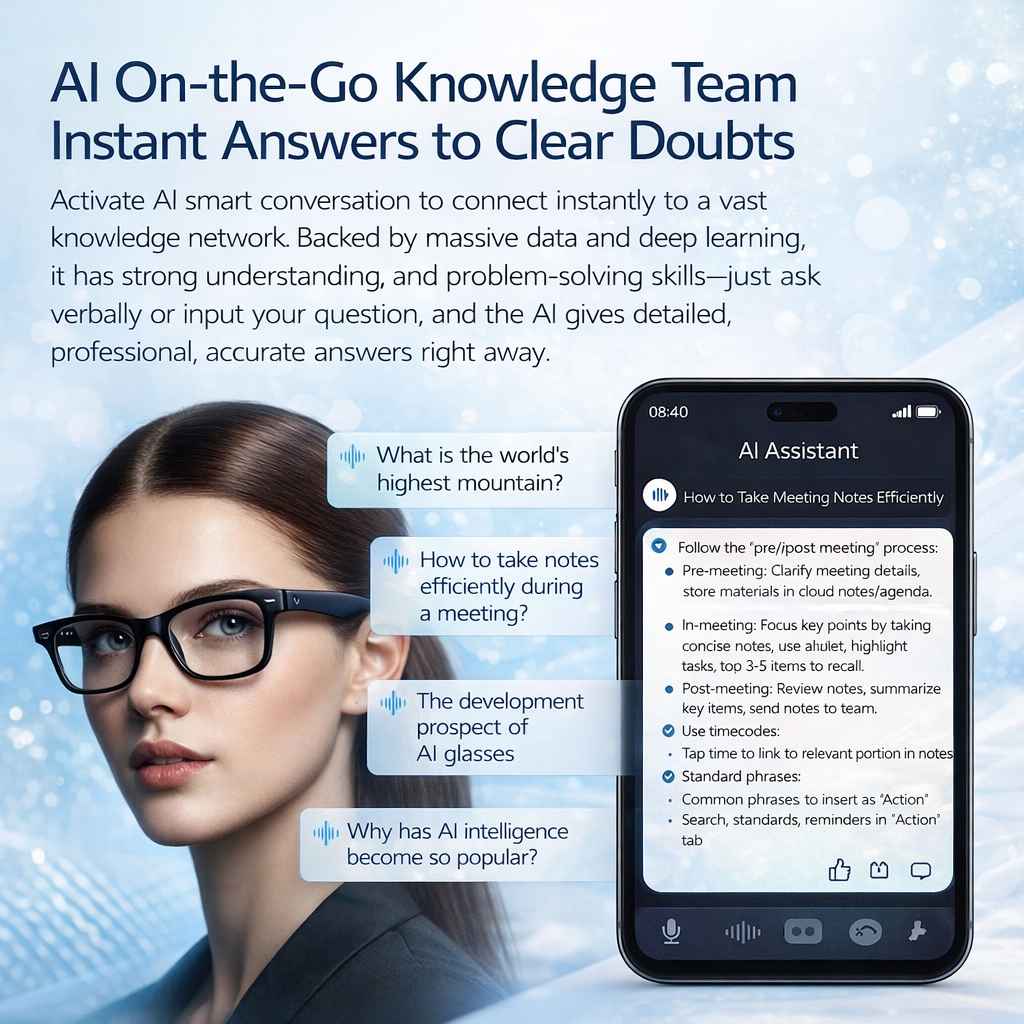 AI Smart Camera Glasses with AR Navigation, Real-Time Translation
